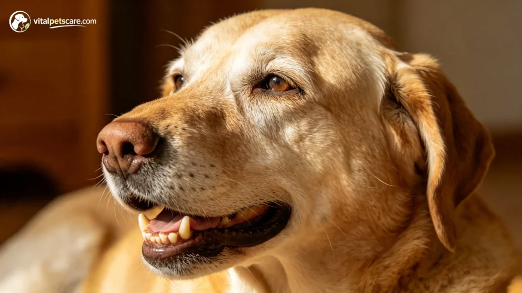 dental pain causing senior dog to eat less