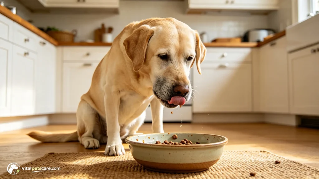 senior Labrador eating well despite sleeping more