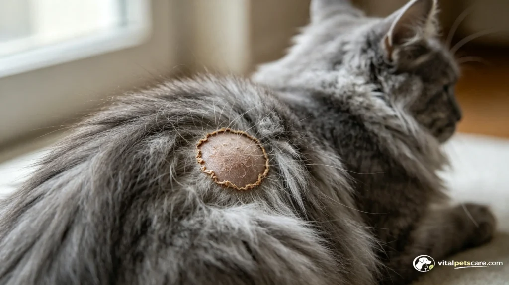 cat losing hair from ringworm parasite pattern