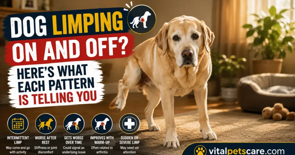dog limping on and off