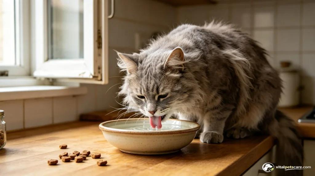 senior cat drinking more water kidney disease signs